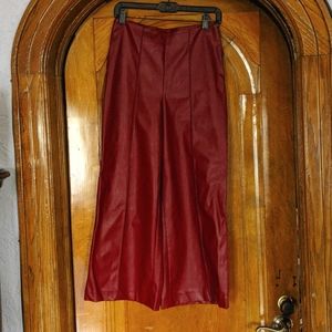 Chic Faux Leather High Rise Wide Pants